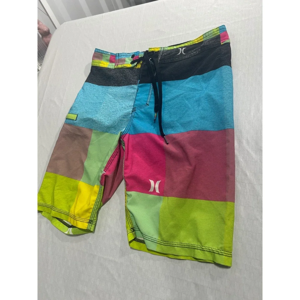 Hurley Mens‎ Patchwork Board Shorts Multi-Color Swim Trunks Size 31